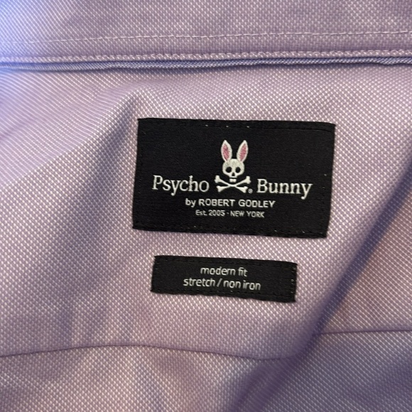 Psycho Bunny men’s purple long sleeve button down shirt size 15.5 - Picture 8 of 10